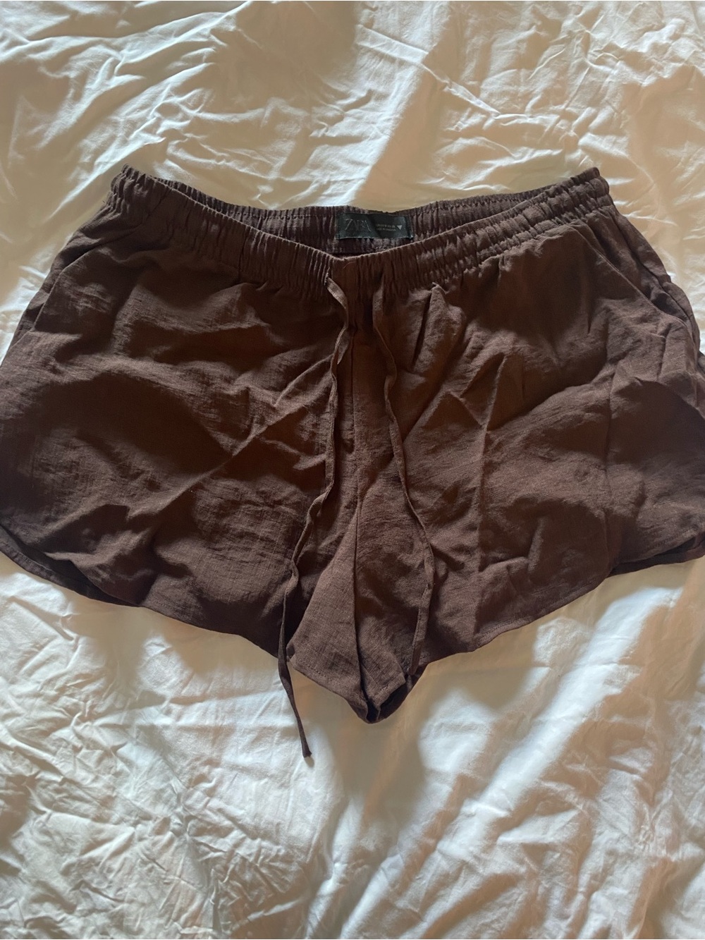 Zara Brown Lightweight Drawstring Athletic Shorts